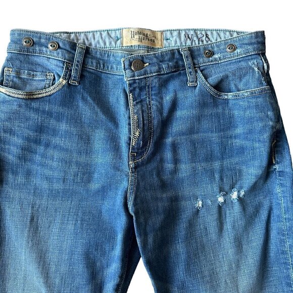 Anthropologie Holding Horses Straight Cropped Boyfriend Distressed Jeans Size 28 - Picture 8 of 13
